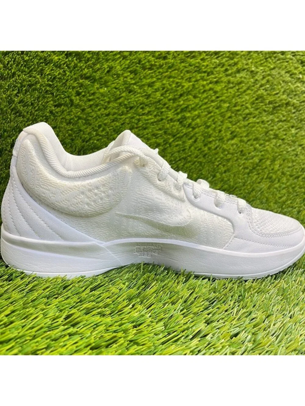 Nike Ja 2 TB Mens Size 10 Triple White Athletic Basketball Shoes Sneakers